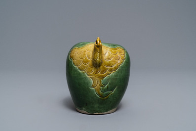 A Chinese verte biscuit 'phoenix' water dropper, Ming or Kangxi