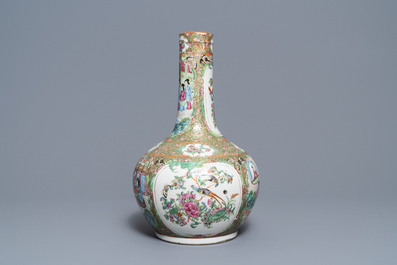 Three Chinese Canton famille rose vases, 19th C.