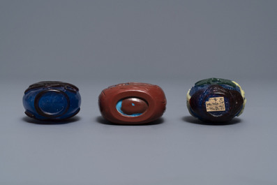 Six Chinese overlay glass snuff bottles, 19/20th C.