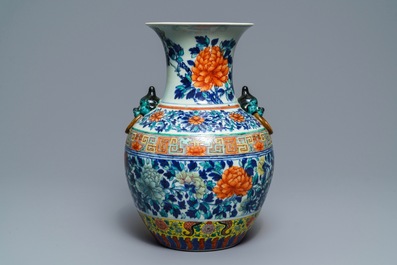 A Chinese doucai 'peony' vase, 19th C.