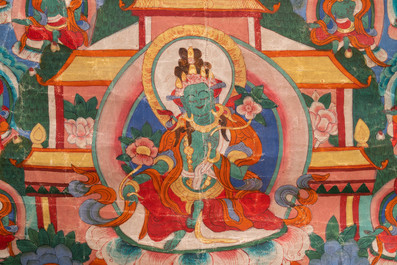 A collection of five thangkas, Tibet, 19/20th C.