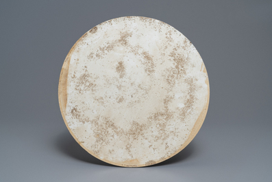 A round Chinese famille rose 'birds' plaque, 19th C.