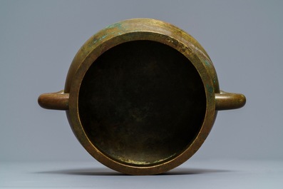 A large Chinese bronze censer, Xuande mark, 18th C.