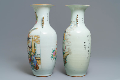 Deux vases en porcelaine de Chine famille rose, 19/20&egrave;me