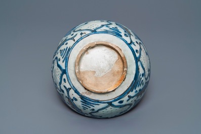 Two blue and white Persian pottery bowls, Safavid, 17/18th C.