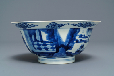 A Chinese blue and white klapmuts bowl, Chenghua mark, Kangxi