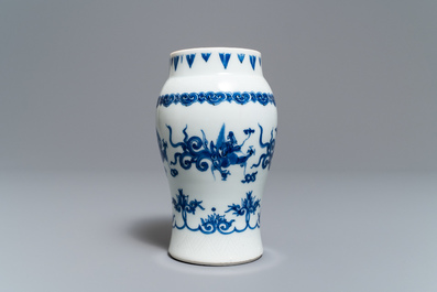 A Chinese blue and white 'dragon' vase, Transitional period