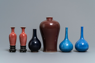 Six Chinese monochrome vases, Kangxi and later