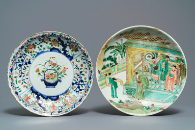 Quatre plats en porcelaine de Chine famille verte, Kangxi