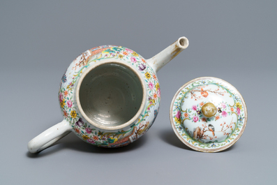 Une th&eacute;i&egrave;re couverte en porcelaine de Chine famille rose &agrave; d&eacute;cor mandarin, Qianlong