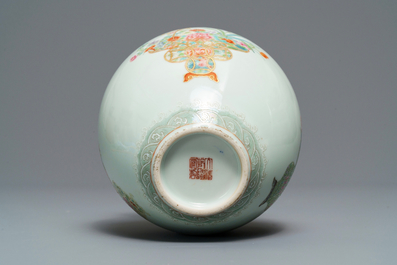 A Chinese famille rose vase with flower vases, Qianlong mark, Republic