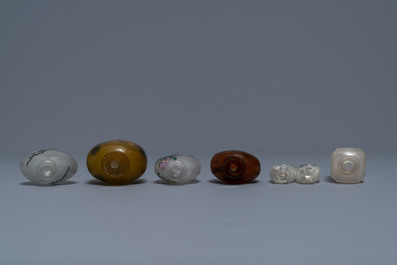 Six Chinese reverse-painted glass snuff bottles, 19/20th C.