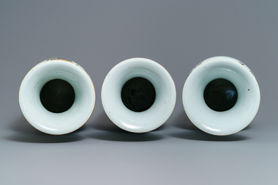 Three Chinese famille rose vases, 19/20th C.