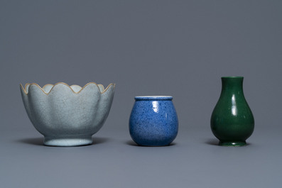 A varied collection monochrome Chinese porcelain wares, 19/20th C.