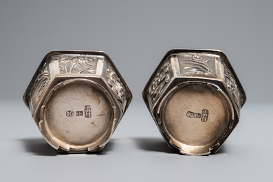 Een collectie divers Chinees zilver, w.o. met jade inlegwerk, 19/20e eeuw