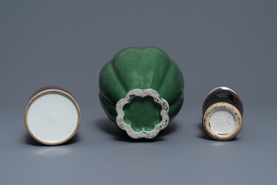 Een collectie divers monochroom Chinees porselein, 19/20e eeuw