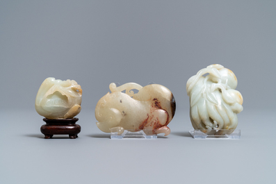 Three Chinese jade carvings, 19/20th C.