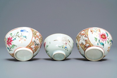 A collection of Chinese famille rose cups and saucers, Yongzheng/Qianlong