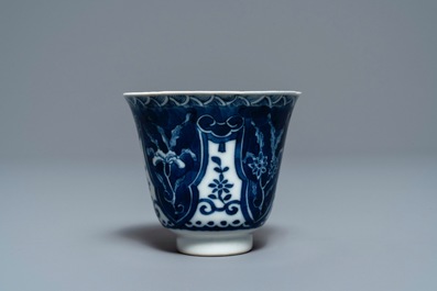 Twelve Chinese blue and white cups and saucers, 19th C.