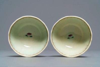 A collection of Chinese famille rose cups and saucers, Yongzheng/Qianlong