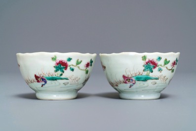 A collection of Chinese famille rose cups and saucers, Yongzheng/Qianlong