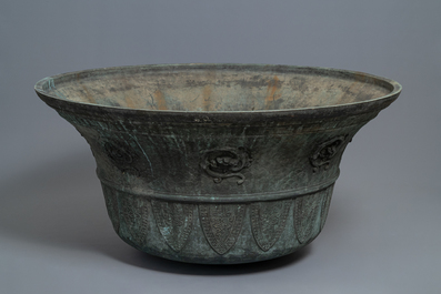 A monumental Japanese bronze temple censer, Momoyama or Edo, 16/17th C.