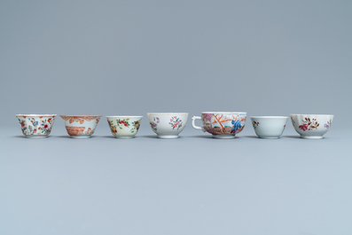 A collection of Chinese famille rose cups and saucers, Yongzheng/Qianlong