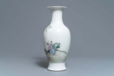 A Chinese famille rose 'playing boys' vase, Hongxian mark, Republic