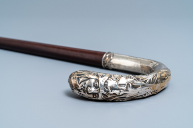 Eight canes incl. swords, daggers, dice and silver handles, 19th C.