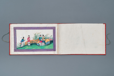 Chinese school, Canton, inkt en kleur op rijstpapier, 19e eeuw: collectie van 39 tekeningen in zes albums