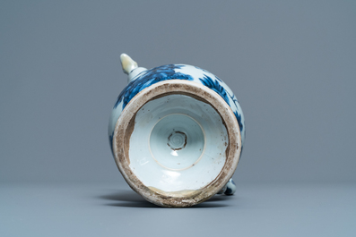 A Chinese blue and white 'playing boys' ewer, Wanli