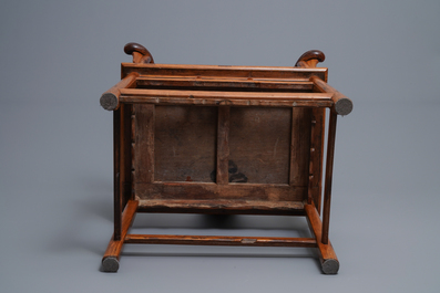 A pair of Chinese huanghuali wood chairs, Republic, 20th C.