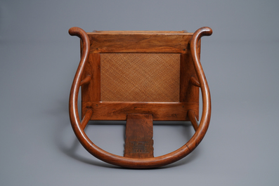 A pair of Chinese huanghuali wood chairs, Republic, 20th C.