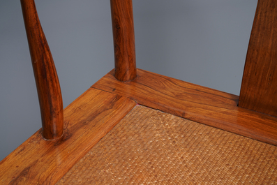 A pair of Chinese huanghuali wood chairs, Republic, 20th C.