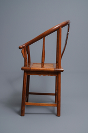 A pair of Chinese huanghuali wood chairs, Republic, 20th C.