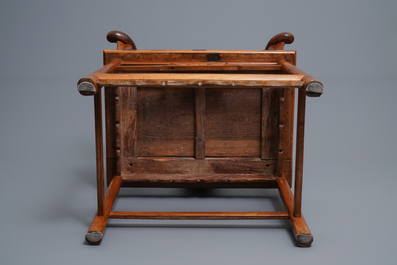 A pair of Chinese huanghuali wood chairs, Republic, 20th C.