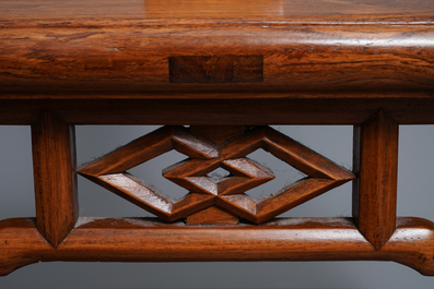 A pair of Chinese huanghuali wood chairs, Republic, 20th C.