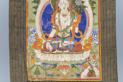 A 'White Tara' thangka, Tibet, 18/19th C.