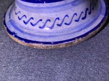 A blue and white Antwerp maiolica wet drug jar, dated 1549