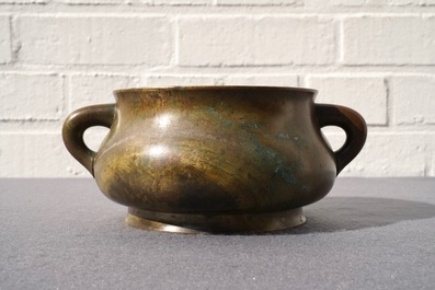 A large Chinese bronze censer, Xuande mark, 18th C.