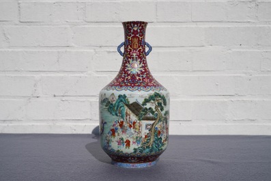 An imperial Chinese famille rose 'dragon boat festival' vase, Jiaqing mark and of the period