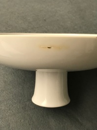 An imperial Chinese monochrome white stem cup, Qianlong mark and of the period