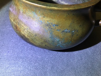 A large Chinese bronze censer, Xuande mark, 18th C.