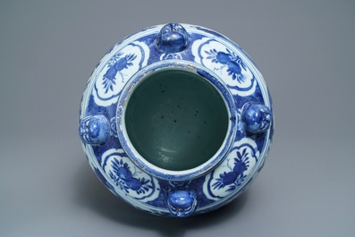 A Chinese blue and white jar with birds in a landscape, Wanli