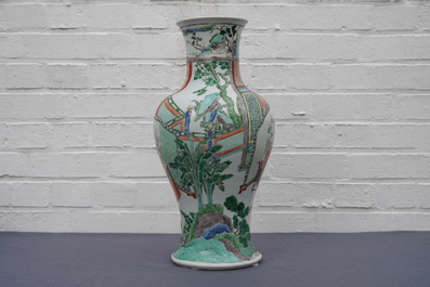 A Chinese famille verte 'Hong Men Yan' vase, Kangxi