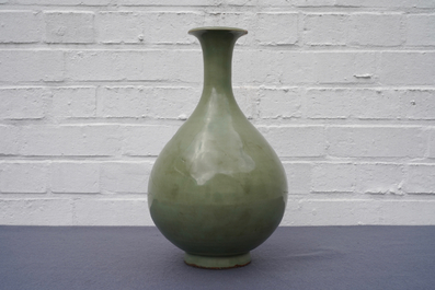 A Chinese Longquan celadon yuhuchunping vase, Yuan