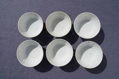 Six Chinese famille rose covered bowls on stands, 19th C.