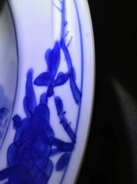 A Chinese blue and white 'Master of the rocks' plate, Kangxi