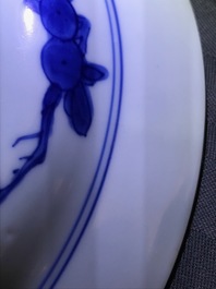 A Chinese blue and white 'Master of the rocks' plate, Kangxi