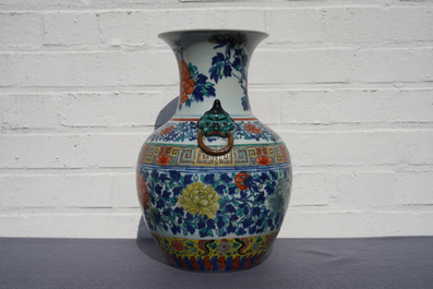 A Chinese doucai 'peony' vase, 19th C.